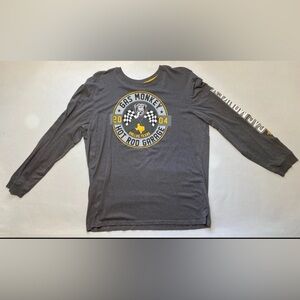 GOOD Mens Gas Monkey Garage Long Sleeve Gray T-shirt 2XL